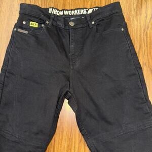 Bilt Iron Workers Women Jeans Size 10 Black Built in Knee Pads Lined Moto Biker